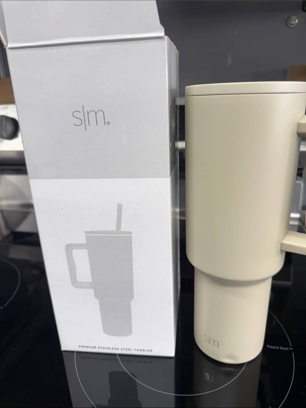 Simple Modern Cream Travel Tumbler with Handle